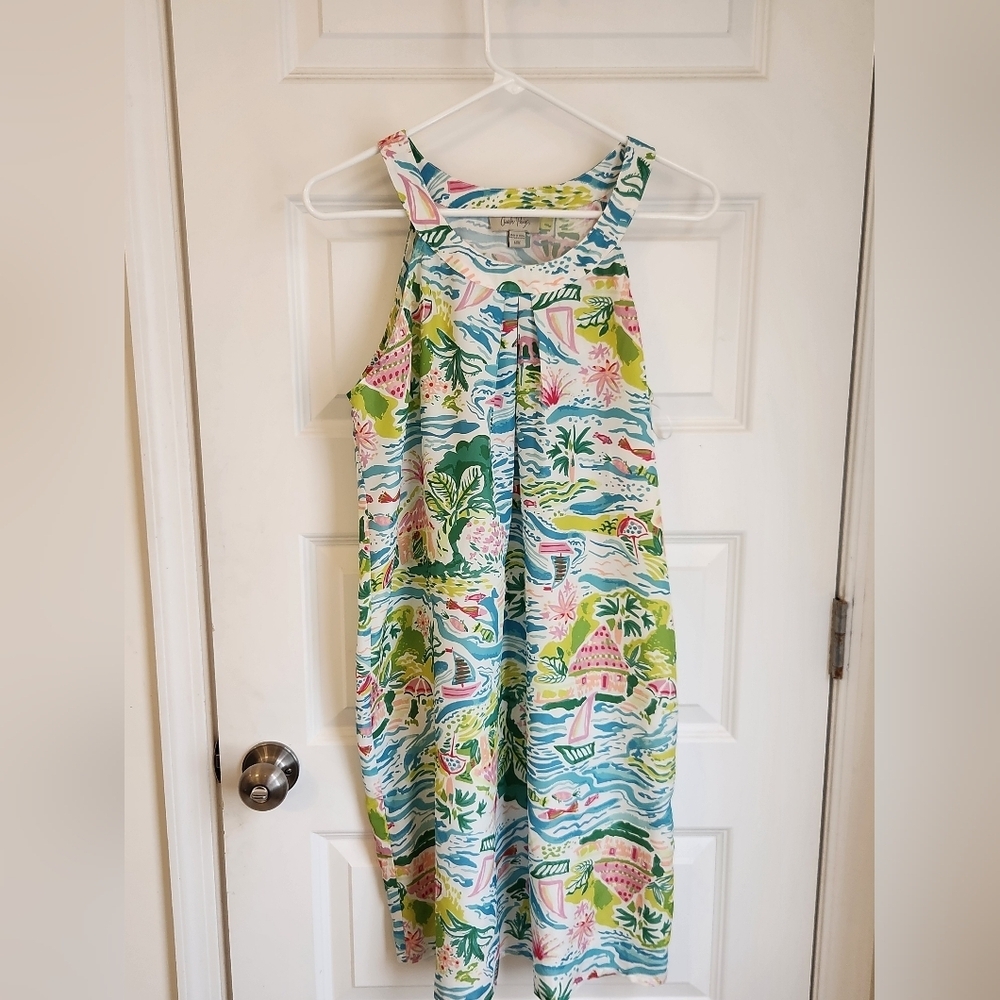 Womens Green Pink Summer Midi Dress Size M Charlie Paige Sleeveless #Z847